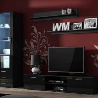 SOHO, obývací pokoj - sestava 1, černý mat/černý lesk