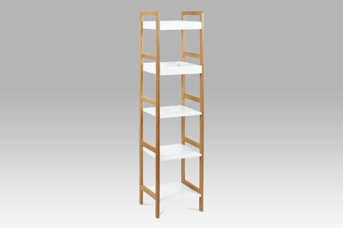 Regál DR-013-5, 5 polic, lakovaný bambus a MDF