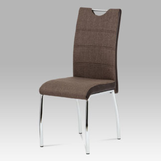 Jídelní židle HC-586 COF2, coffee látka+hnědá koženka/chrom