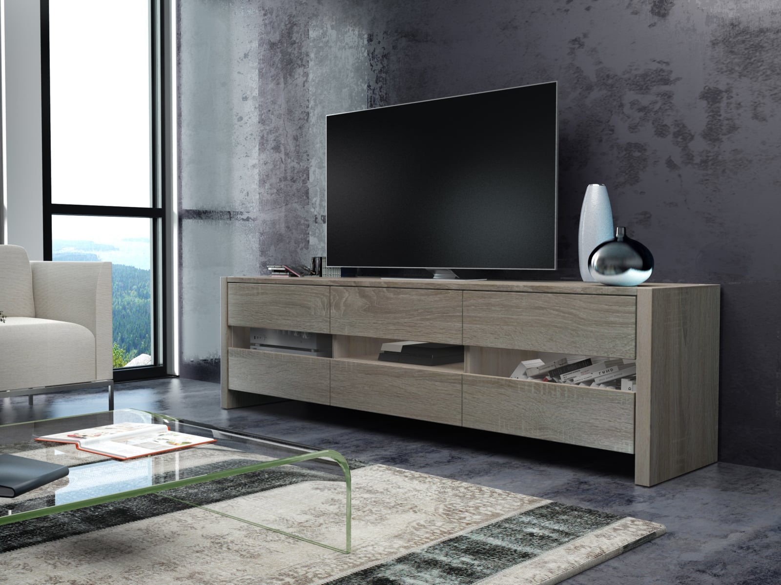 FOX televizní stolek, dub sonoma