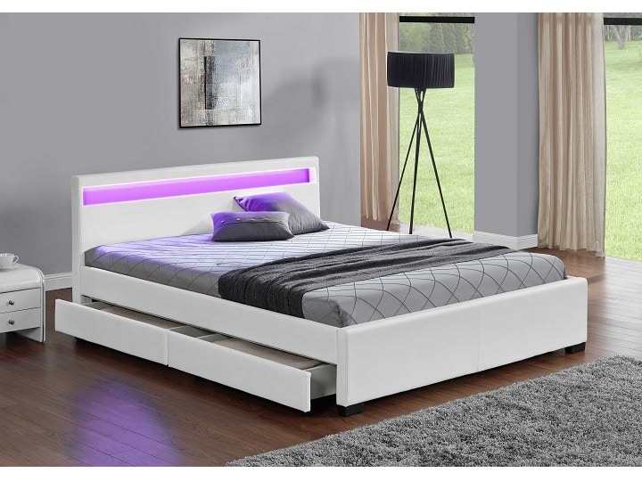 CLARETA čalouněná postel s roštem 160x200 cm, bílá