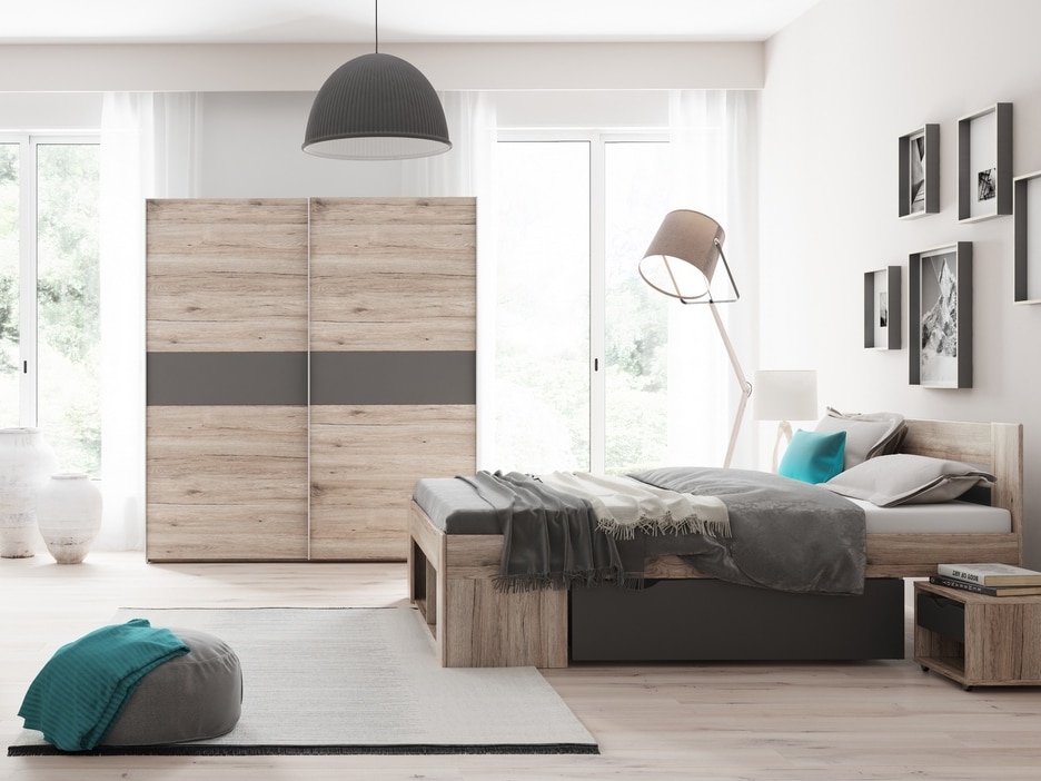 Ložnice ROMA 1, dub/šedá
