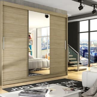 Šatní skříň ASTON I, dub sonoma/zrcadlo