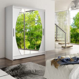 Šatní skříň WESTA VIII, bílý mat/zrcadlo