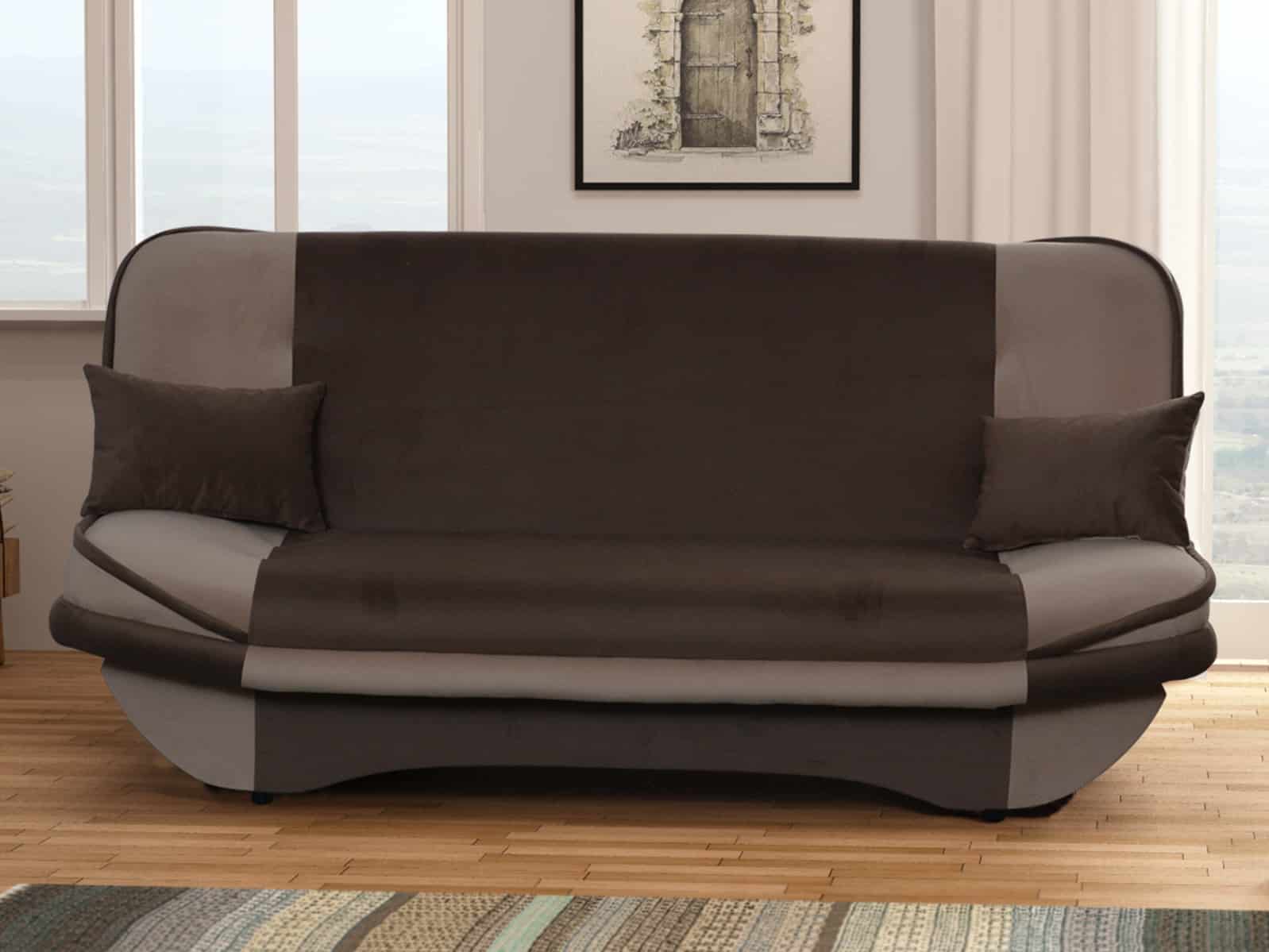 Pohovka GRZES 3, hnědá látka/světle béžová látka