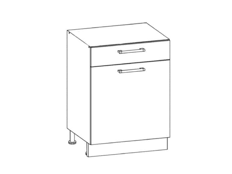 RIO dolní skříňka D60S1, korpus dub sanremo, dvířka dub sanremo/bílý mat