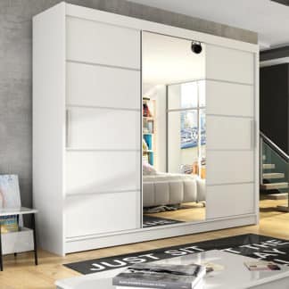 Šatní skříň ASTON VI, bílá/zrcadlo