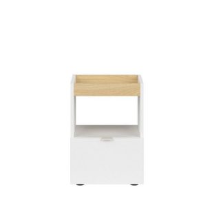 Kontejner DENTON KNT1S, bílý lesk/dub polský