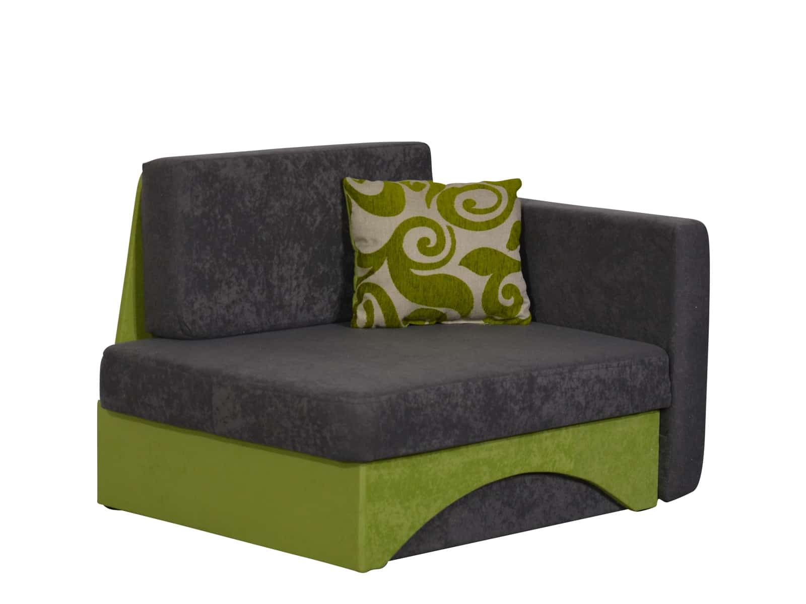 Křeslo rozkládací KUBÍK, pravá, šedá látka/zelená látka