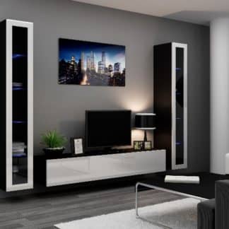Obývací stěna VIGO 5, černá/bílý lesk