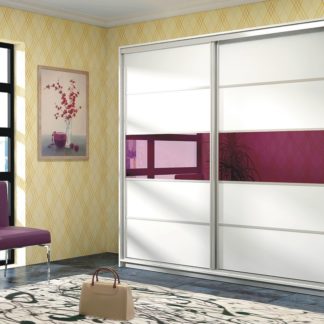 DUBAJ, šatní skříň, bílá/fialové sklo