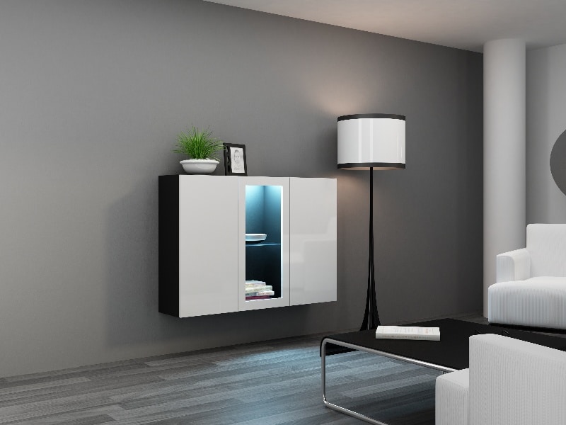 Komoda VIGO, černá/bílý lesk