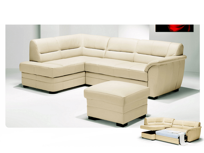 Kožená rohová sedačka NEVADA, béžová, levá