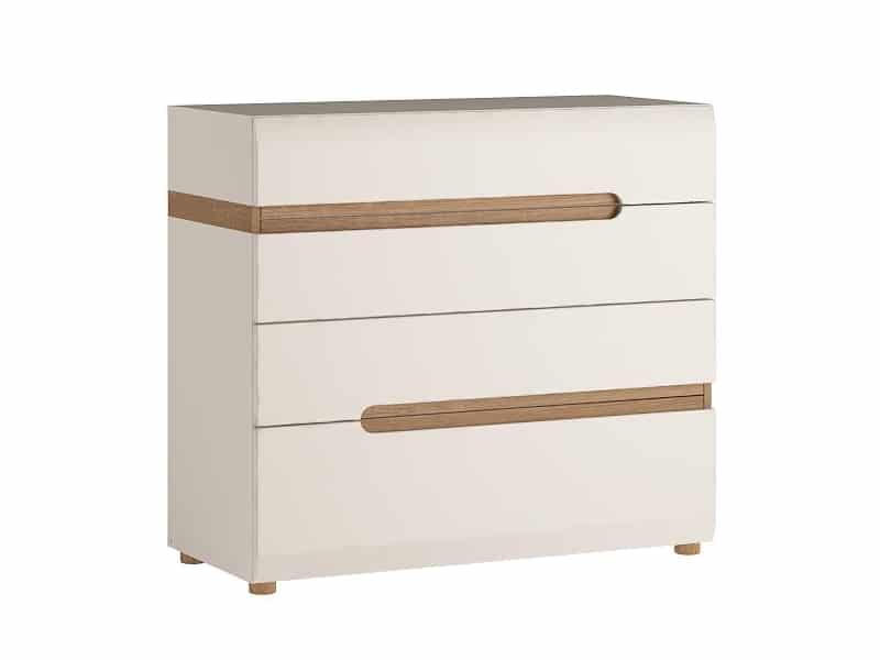 LINATE/44, komoda 4S, alpská bílá/trufla
