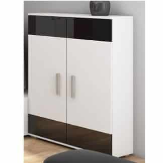 SOLAR, regál nízký, bílá/černý lesk