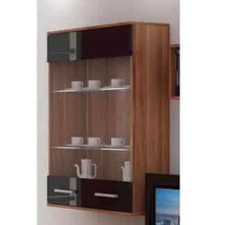 SOLAR, závěsná skříňka, švestka/černý lesk