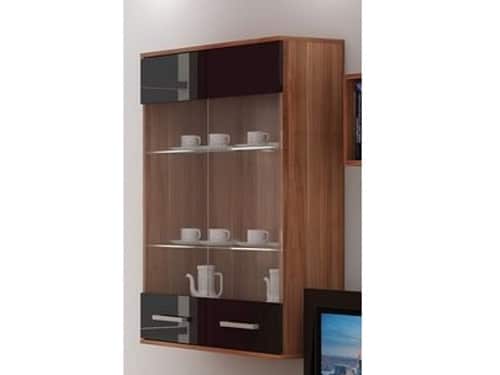 SOLAR, závěsná skříňka, švestka/černý lesk