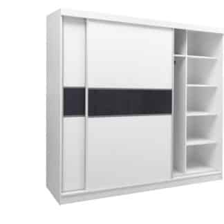 Skříň šatní GD 240, bílá/černé plexisklo