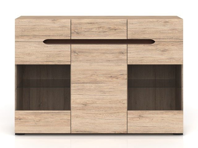 ELPASSO, komoda KOM2W1D3S, dub san remo světlý/dub wenge hnědý