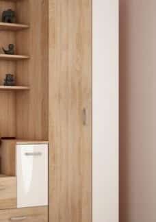 Skříň GRAND, dub sonoma sv./bílý lesk