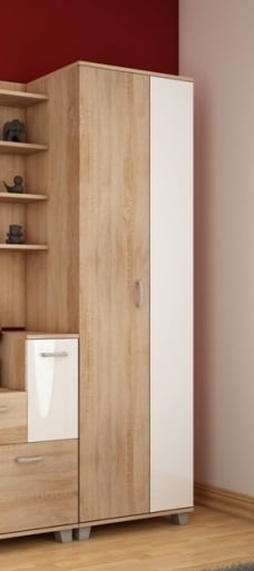 Skříň GRAND, dub sonoma sv./bílý lesk