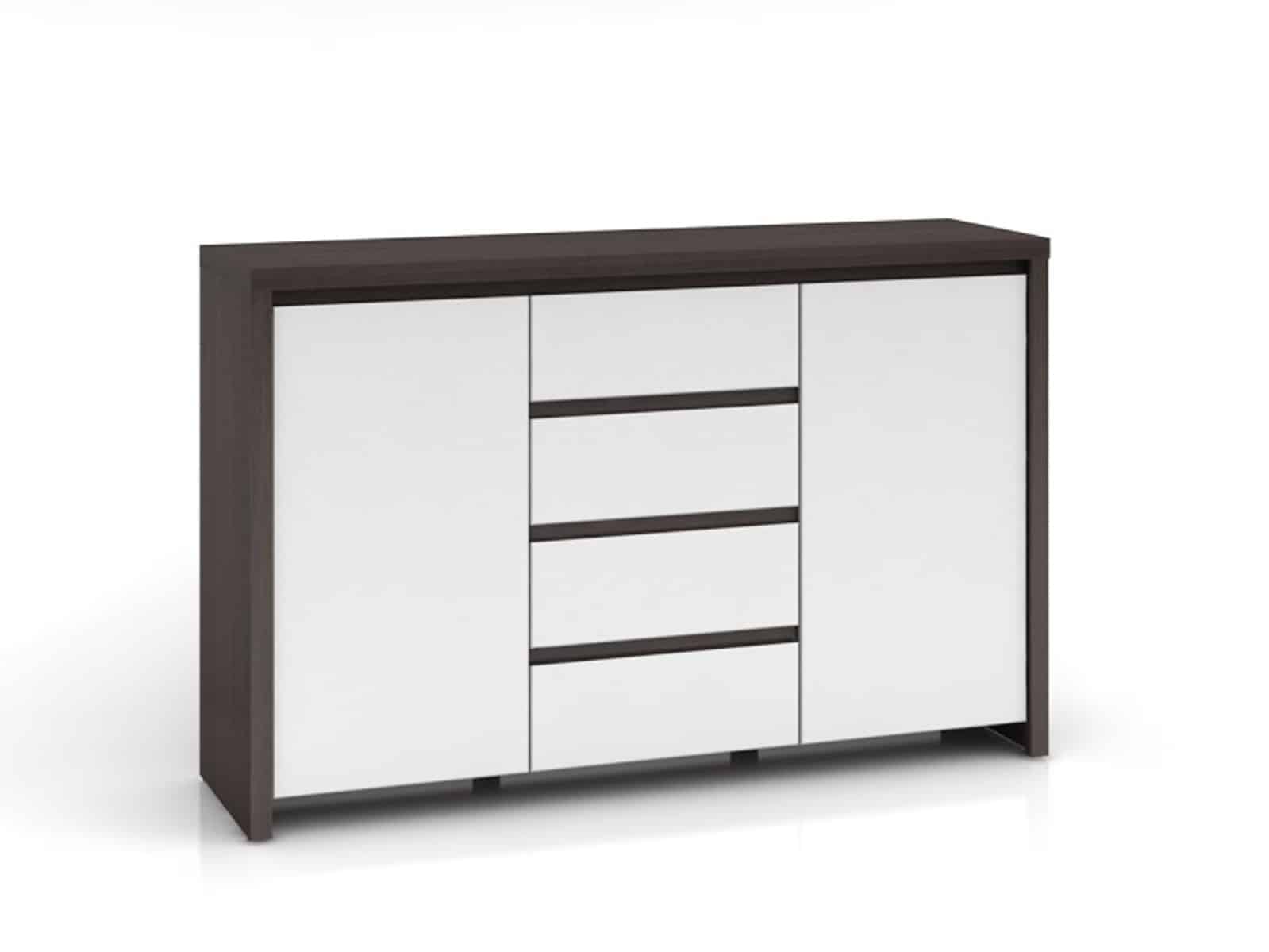 KASPIAN, komoda KOM2D4S, bílý vysoký lesk