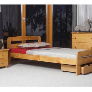 Postel KLAUDIA 160x200 cm s roštem, masiv borovice/moření olše