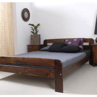 Postel KLAUDIA 160x200 cm s roštem, masiv borovice/moření ořech