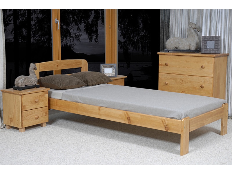 Postel SARA 90x200 cm s roštem, masiv borovice/moření olše