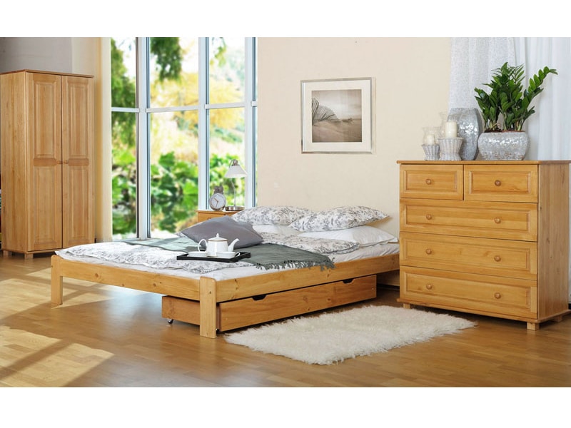 Postel ADA 140x200 cm s roštem, masiv borovice/moření olše