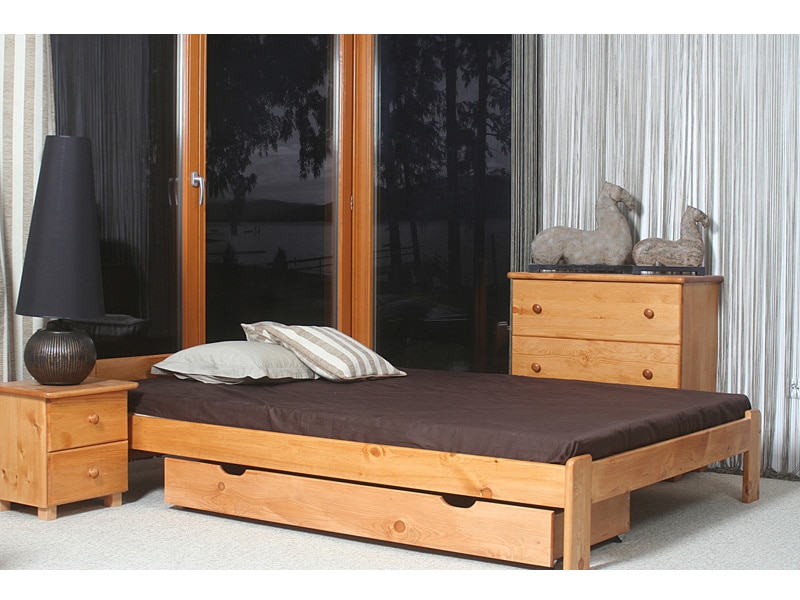 Postel CELINKA 160x200 cm s roštem, masiv borovice/moření olše