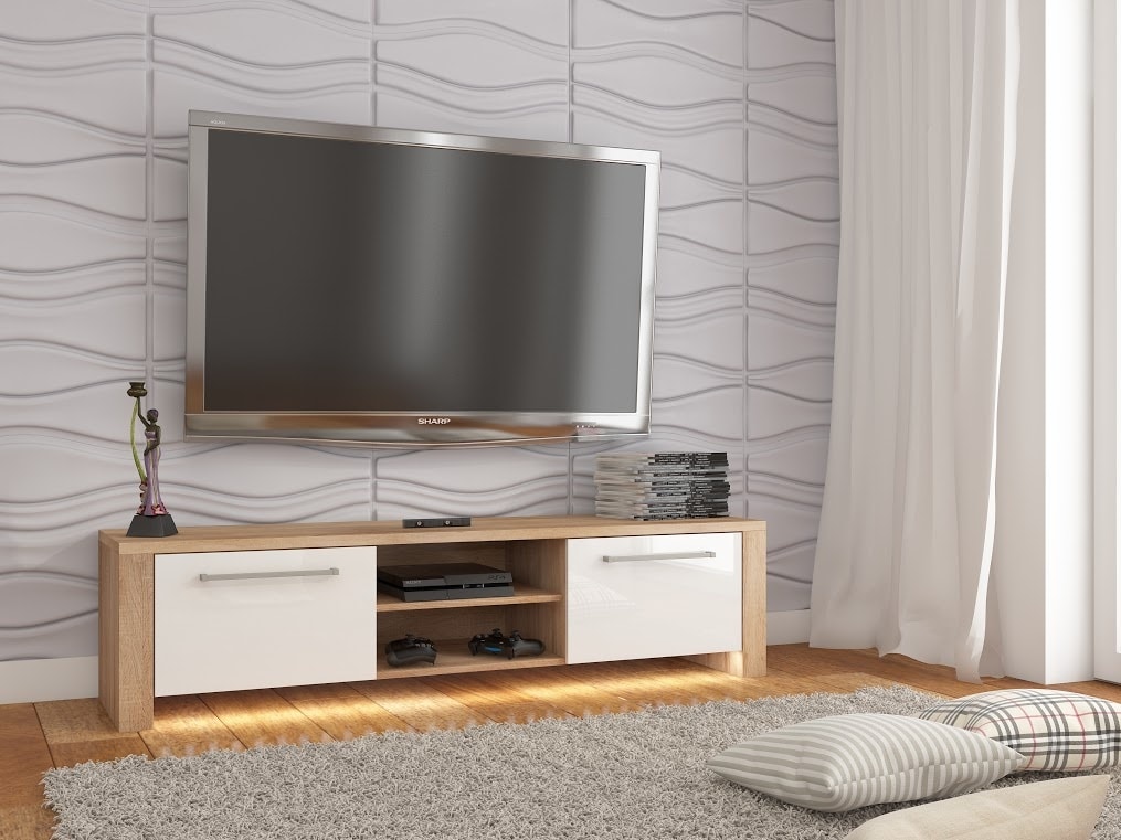 TV stolek HELIX NEW, dub sonoma/bílý lesk