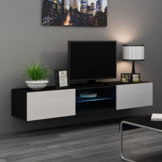 Televizní stolek VIGO SKLO "180", černá/bílý lesk