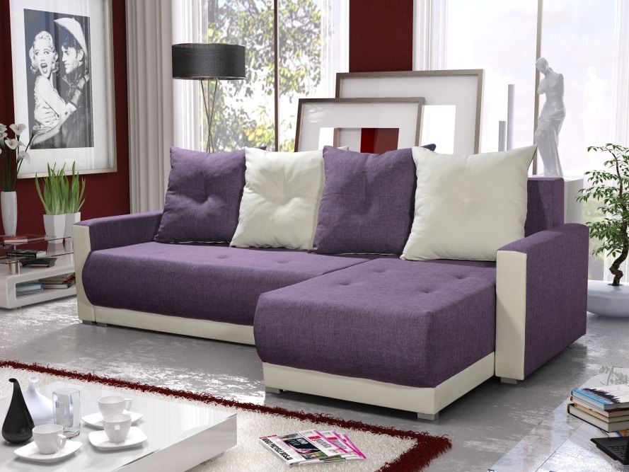 Rohová sedačka INSIGNIA BIS 14, fialová/krémová