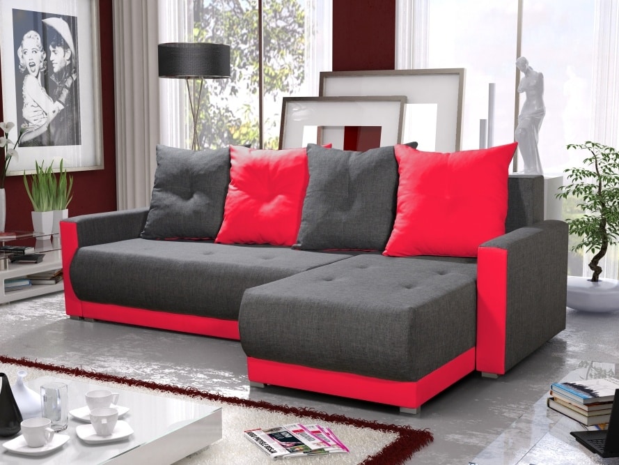 Rohová sedačka INSIGNIA BIS 17, šedá/červená