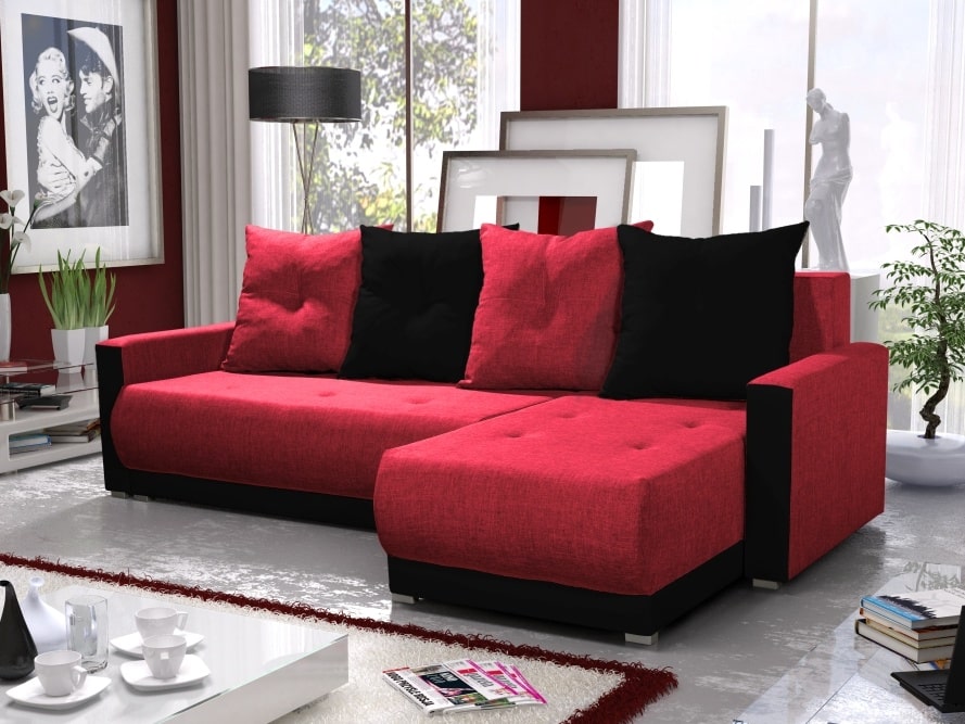 Rohová sedačka INSIGNIA BIS 2, červená/černá