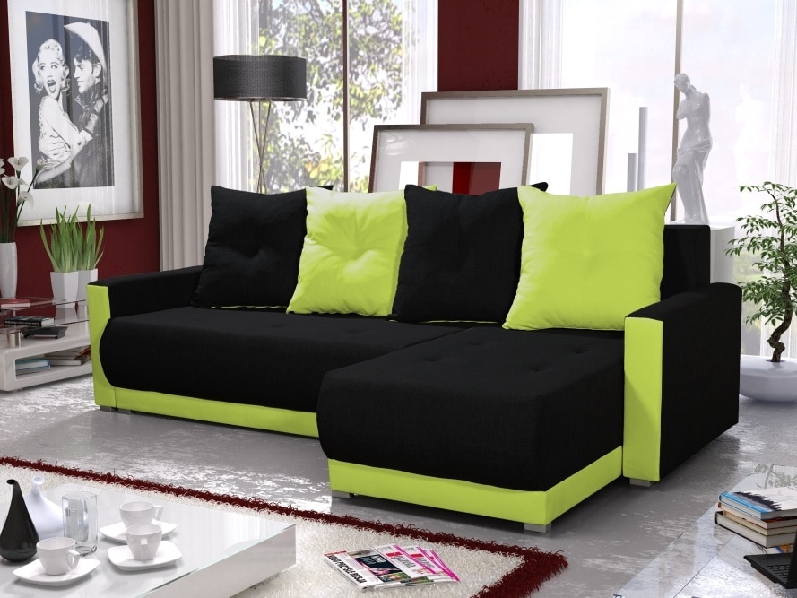 Rohová sedačka INSIGNIA BIS 3, černá/zelená