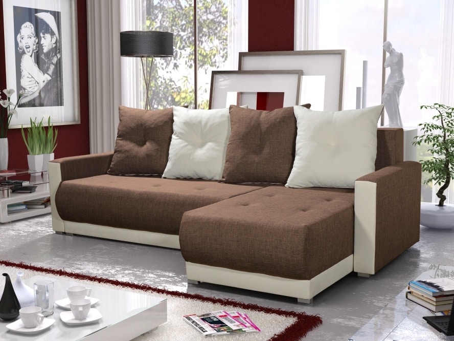 Rohová sedačka INSIGNIA BIS 5, hnědá/krémová