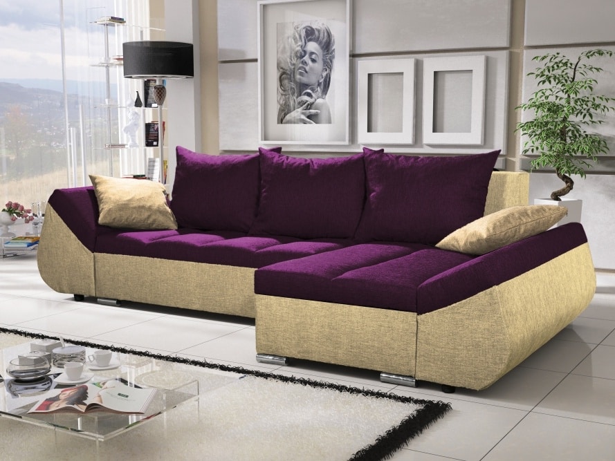 Rohová sedačka KORFU 12, fialová/krémová