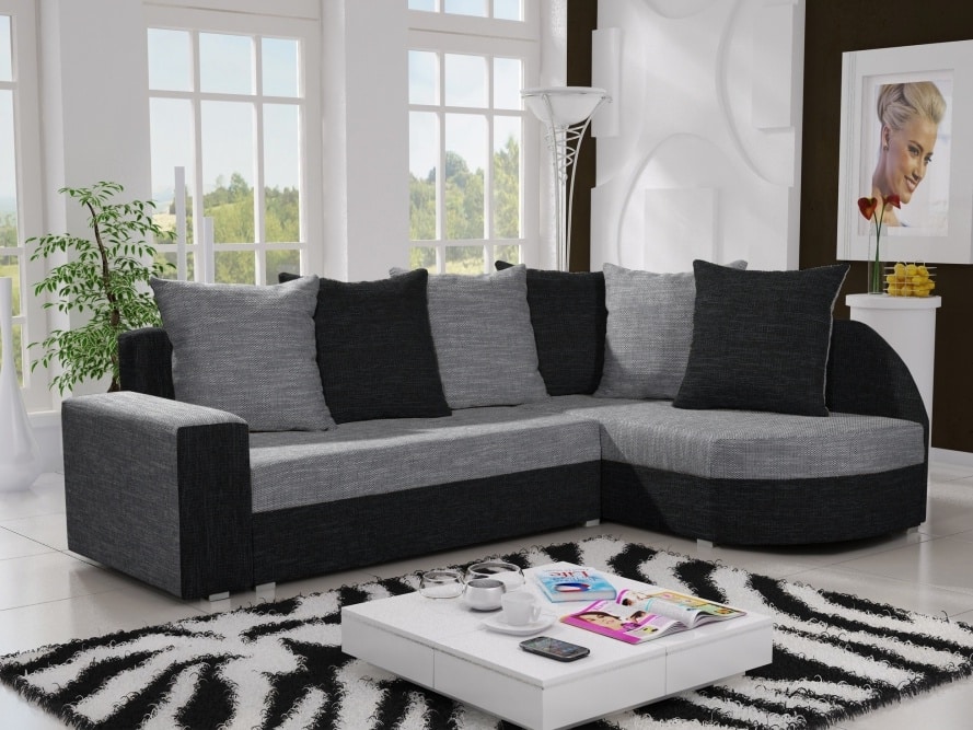 Rohová sedačka LIZBONA 14 pravá, šedá/černá