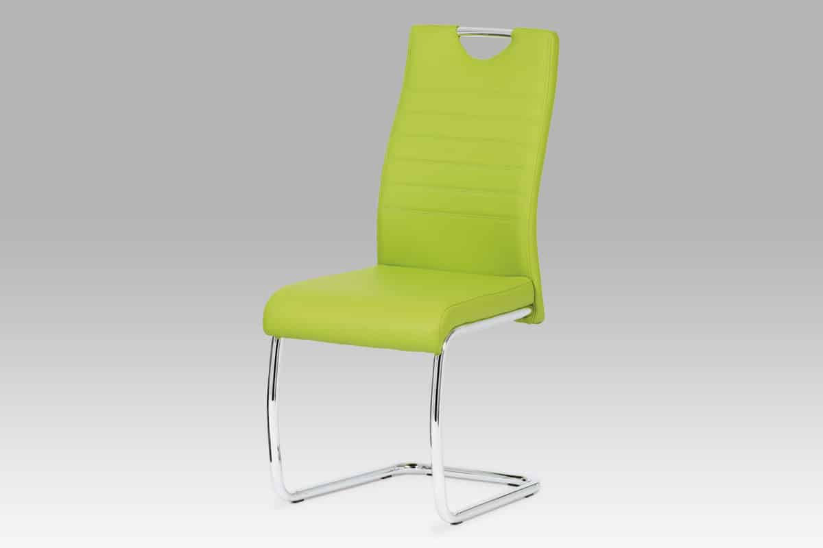 Jídelní židle, koženka zelená / chrom DCL-418 LIM