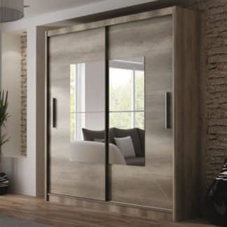 BOSTON šatní skříň s posuvnými dveřmi, dub country šedý