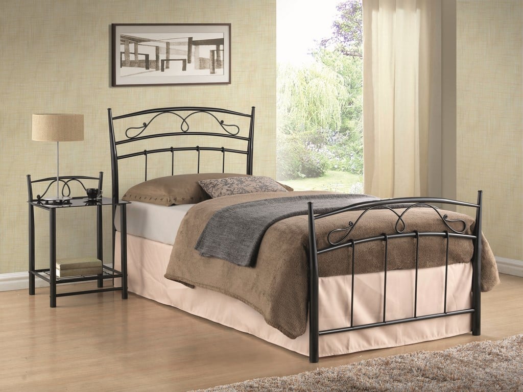 Postel SIENA 90x200 cm s roštem, černý kov