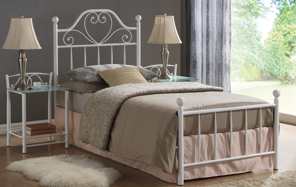 Postel s roštem LIMA 90x200, bílý kov