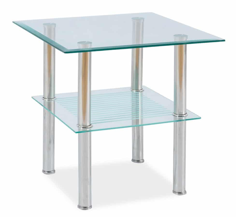 Konferenční stolek PIXEL C 50x50, kov/sklo