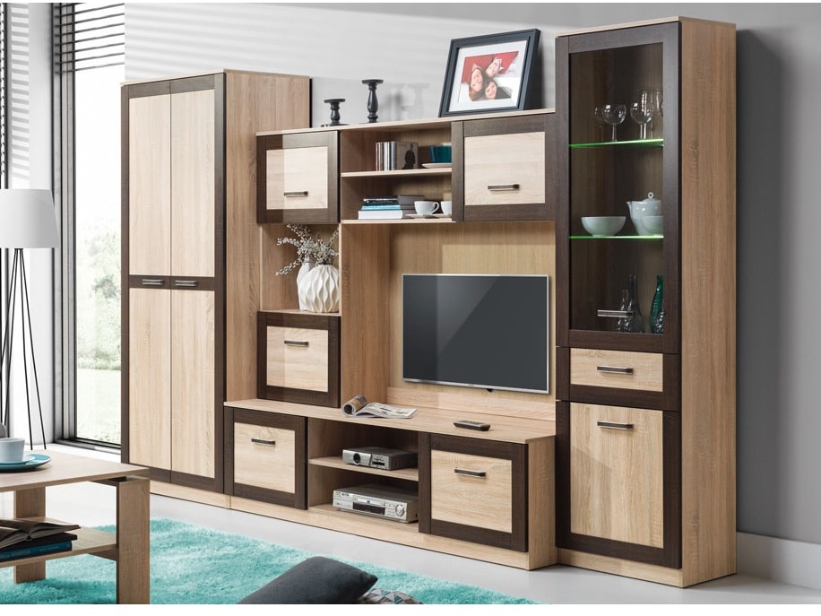 BOSS obývací stěna - sestava 1, dub sonoma/dub čokoládový