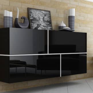 GOYA, komoda, černý lesk/bílý mat