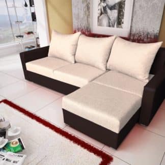 Rohová sedačka MALAGA BIS 3, béžová látka/hnědá ekokůže