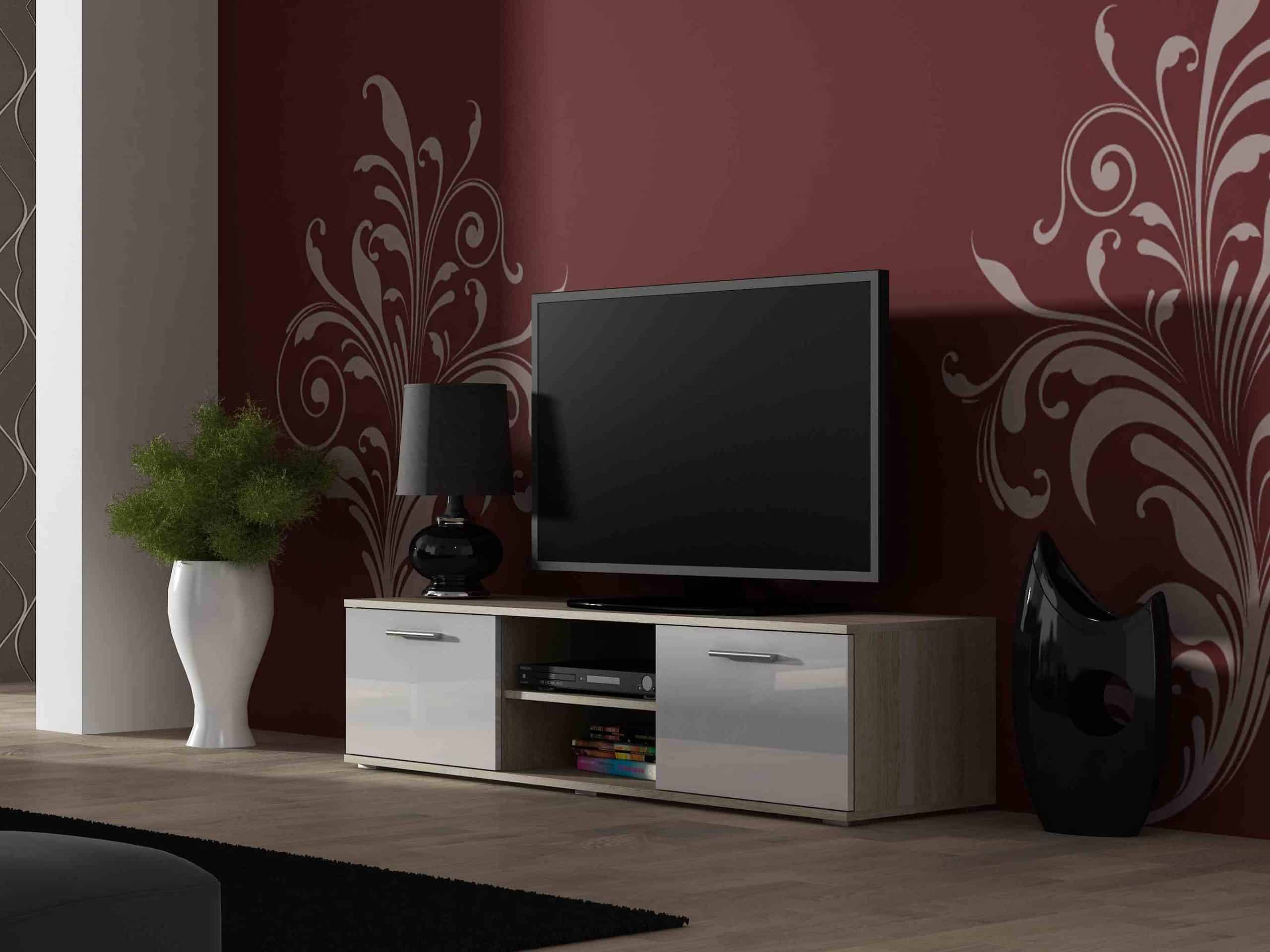 SOHO, RTV stolek 140 S-4, dub sonoma/bílý lesk