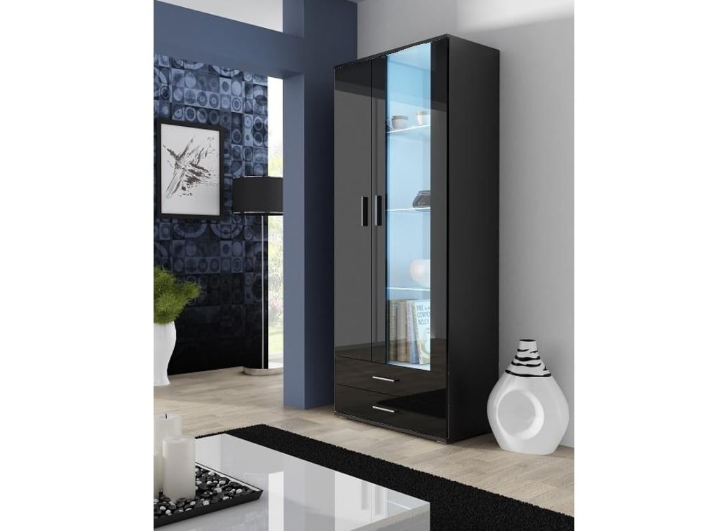 SOHO, vitrína S-6 2D2S, černý mat/černý lesk